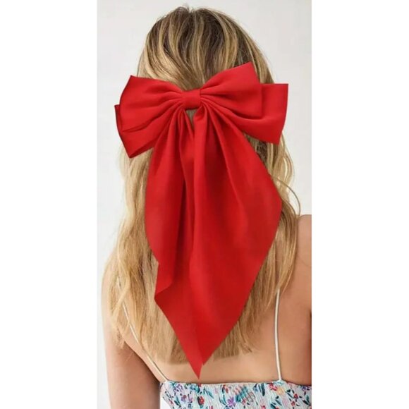 Large Red Bow‎ Hair Clip For Women and Girls - Picture 1 of 6